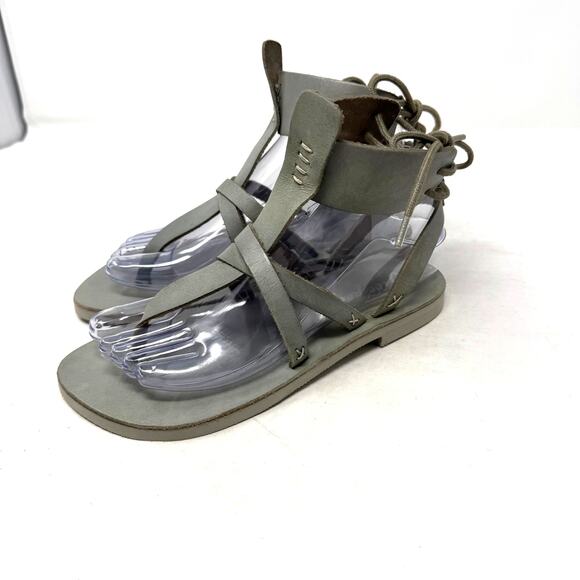 Free People Lace-Up Gray Gladiator Sandals Size 36 (US 6) | Boho Festival Style - Picture 1 of 13